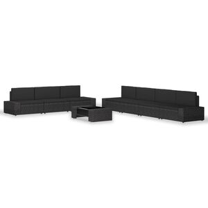 vidaXL 8-osainen Puutarhasohvasarja tyynyill&auml; musta