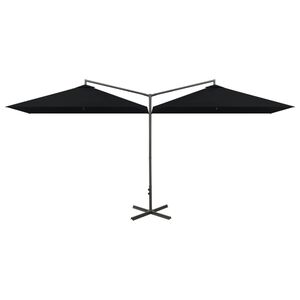 vidaXL Puutarhan tupla-aurinkovarjo ter&auml;stolpalla 600x300 cm musta