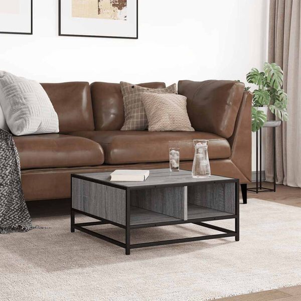 vidaXL Sohvap&ouml;yt&auml; harm. Sonoma 60,5x60,5x30 cm tekninen puu ja metalli