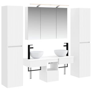 vidaXL Kylpyhuonekalustesetti 6 pcs valkoinen Tekninen puu ja lasi