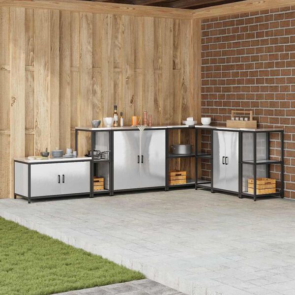 vidaXL Keittiön säilytys hyllyllä Hopea 60 x 50 x 92 cm Teräs