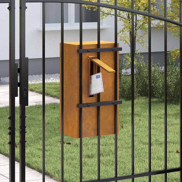 vidaXL Postilaatikko ovella Ruosteinen 30 x 20 x 55 cm Kulunut Ter&auml;s