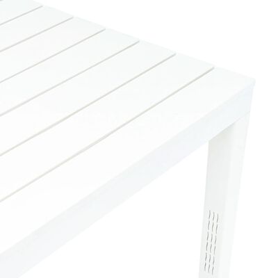 vidaXL Puutarhapöytä 2 penkillä muovi valkoinen