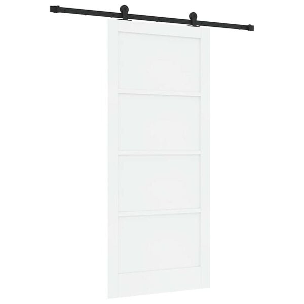 vidaXL Liukuovi Valkoinen ja musta 93 x 211 cm Massiivinen m&auml;nty