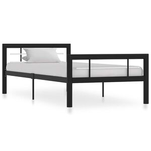 vidaXL S&auml;ngynrunko musta ja valkoinen metalli 90x200 cm