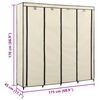 vidaXL Vaatekaappi 4 lokerolla kerma 175x45x170 cm