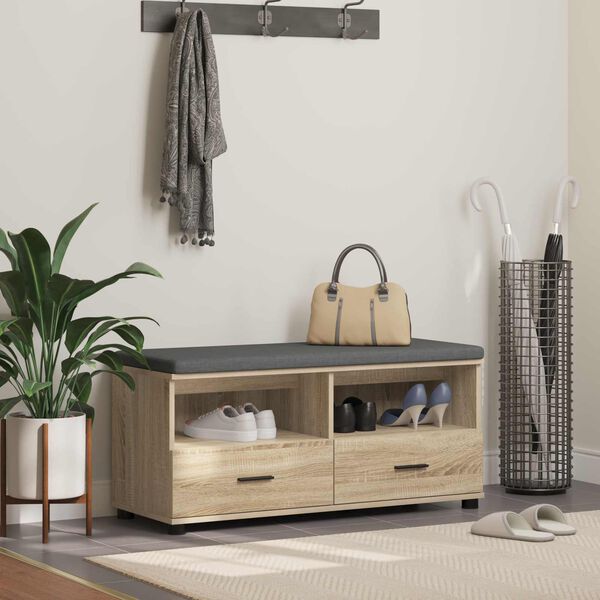 vidaXL Halli penkki tyynyll&auml; Sonoman tammi 100 x 38 x 46 cm