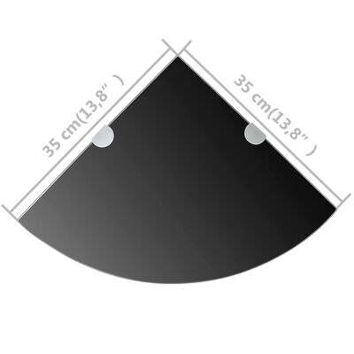 vidaXL Kulmahyllyt 2 kpl kromisilla kiinnikkeillä musta lasi 35x35 cm