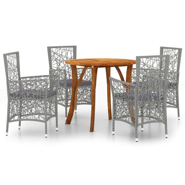 vidaXL 5-osainen Ulkoruokailuryhm&auml; harmaa