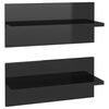 vidaXL Sein&auml;hyllyt 2 kpl korkeakiilto musta 40x11,5x18 cm