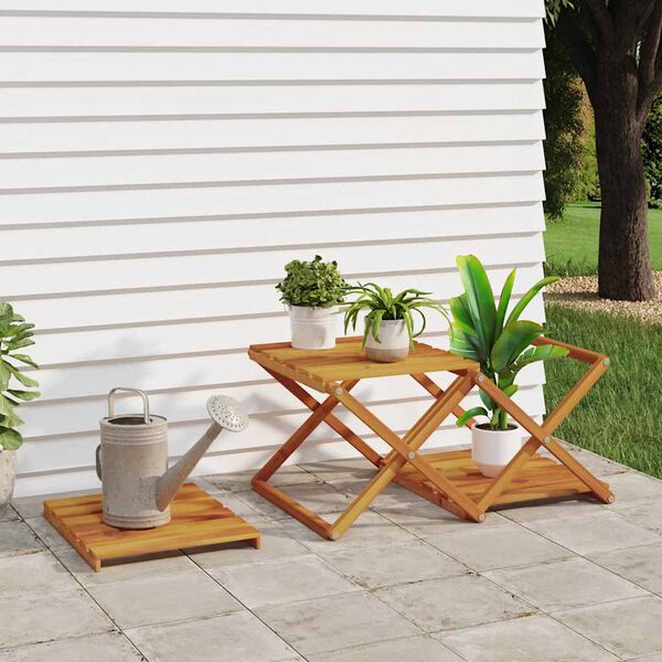 vidaXL 3-tasoinen Taitettava hylly ruskea 43x31x63 cm t&auml;ysi akasiapuu