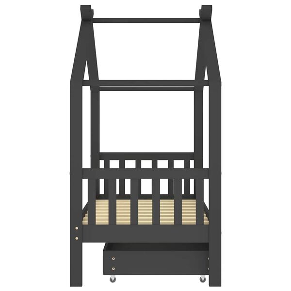 vidaXL Lasten s&auml;ngynrunko laatikolla t.harmaa t&auml;ysi m&auml;nty 80x160 cm