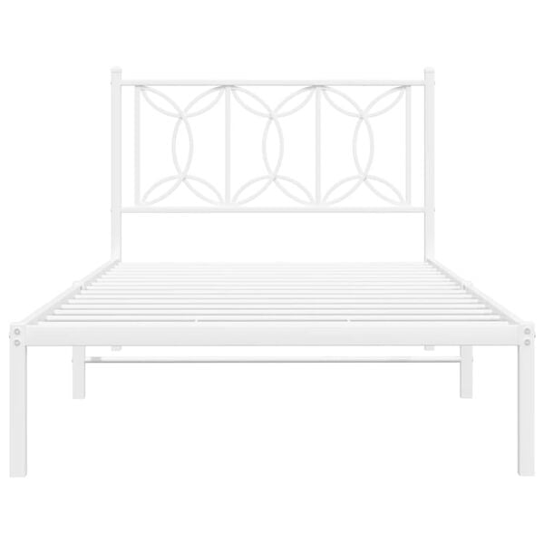 vidaXL Metallinen s&auml;ngynrunko p&auml;&auml;dyll&auml; valkoinen 107x203 cm