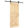 vidaXL Liukuovi Luonnollinen ja musta 85 x 210 cm Massiivinen m&auml;nty