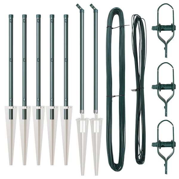 vidaXL Aidan pylväät 7 pcs Vihreä Ø32mm 60 cm Galvanoitu teräs