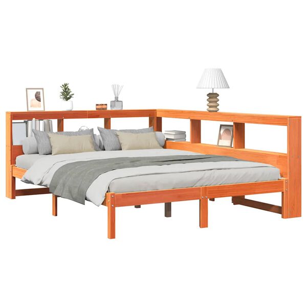 vidaXL S&auml;nky kirjahyllyll&auml; ei patjaa vahanrusk. 160x200 cm t&auml;ysi m&auml;nty