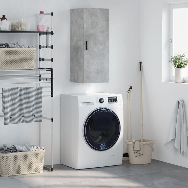 vidaXL Sein&auml;kiinnitett&auml;v&auml; kaappi betoninharmaa 34,5x34x90 cm