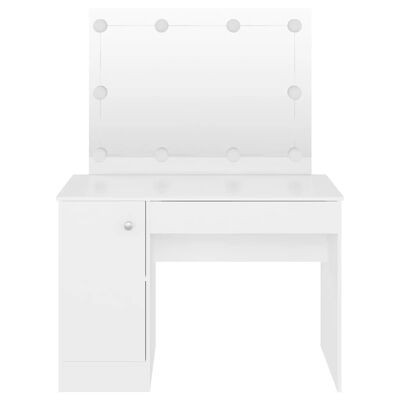 vidaXL Meikkipöytä LED-valoilla 110x55x145 cm MDF valkoinen