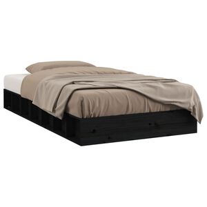 vidaXL S&auml;ngynrunko musta 75x190 cm Small Single t&auml;ysi puu