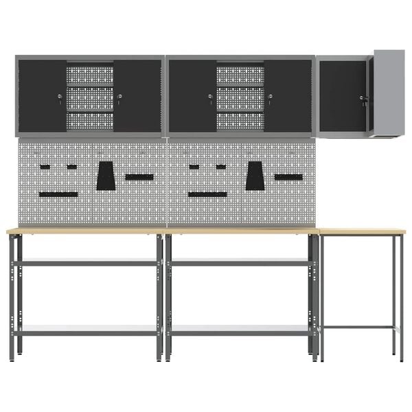 vidaXL Ty&ouml;p&ouml;yt&auml;kaappisarja hyllyll&auml; lukkoon 10 pcs Mustat ja harmaa