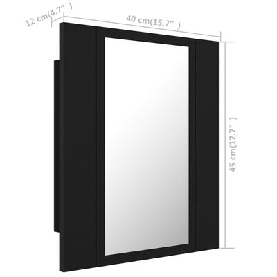 vidaXL Kylpyhuoneen LED-peilikaappi musta 40x12x45 cm akryyli