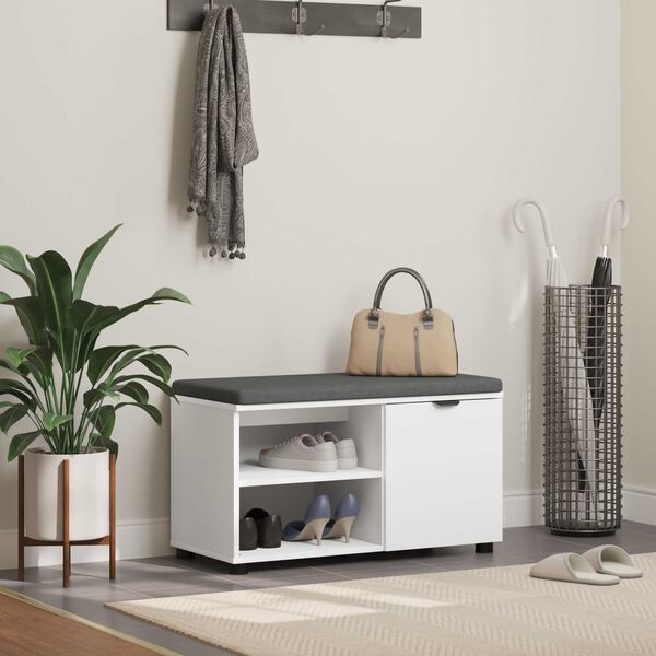 vidaXL Halli penkki tyynyll&auml; Yksiv&auml;rinen Valkoinen 80 x 38 x 46 cm