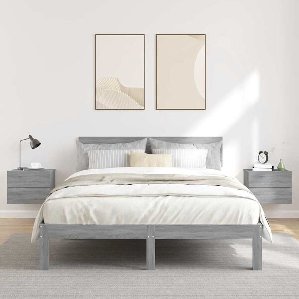 vidaXL Y&ouml;p&ouml;yd&auml;t 2 kpl harmaa sonoma 40x30x30 cm tekninen puu