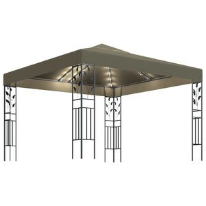 vidaXL Huvimaja LED-valonauhoilla 3x3 m ruskeanharmaa