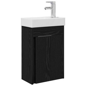 vidaXL Kylpyhuoneen kaappi hanalla Musta tammi 40,5 x 22,5 x 62 cm