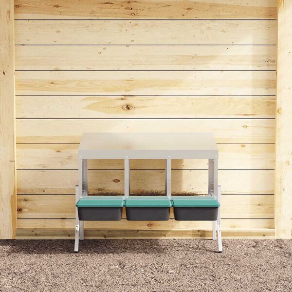 vidaXL Kanan pes&auml;laatikko 3 lokeroa jaloilla galvanoitu ter&auml;s