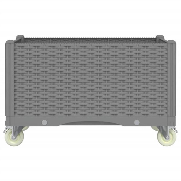 vidaXL Ulkokukkalaatikko py&ouml;rill&auml; vaaleanharmaa 80x50x54 cm PP