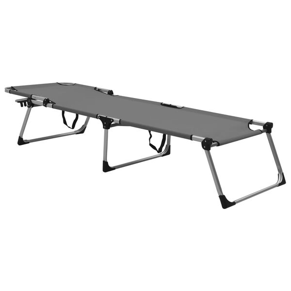 vidaXL Korkea kokoontaittuva vanhusten aurinkotuoli harmaa alumiini