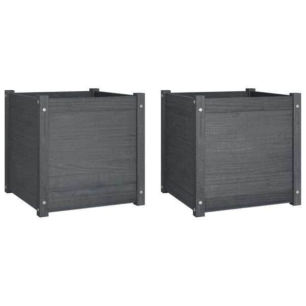 vidaXL Puutarhan kukkalaatikot 2 kpl harmaa 50x50x50 cm t&auml;ysi m&auml;nty