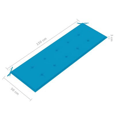 vidaXL Batavia-penkki sininen tyyny 150 cm täysi tiikki