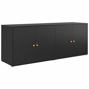 vidaXL Puutarhan s&auml;ilytyskaappi musta 198x55,5x80 cm polyrottinki
