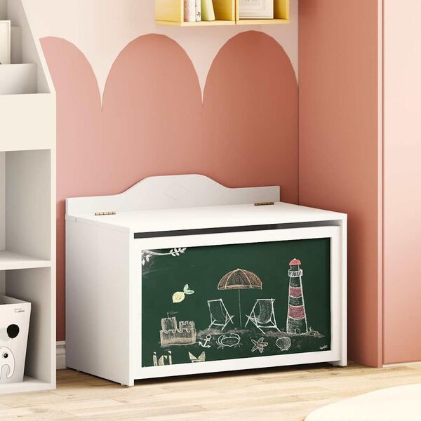 vidaXL Laatikko, jossa s&auml;ilytystila ja liitutaulun etu ROROS Valkoinen