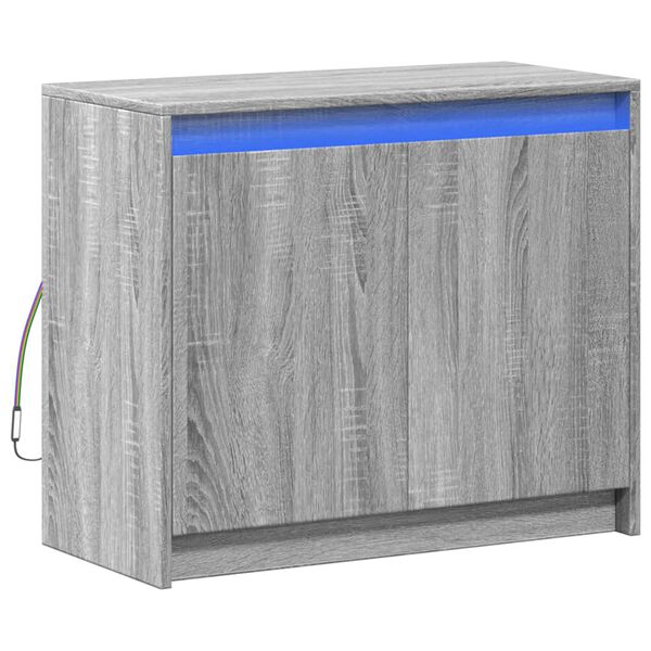 vidaXL Senkki LED-valoilla harmaa Sonoma 72x34x61 cm tekninen puu