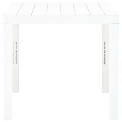 vidaXL Puutarhapöytä valkoinen 78x78x72 cm muovi