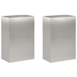 vidaXL Puutarha ruukku 2 kpl Hopea 40 x 30 x 75 cm Ruostumaton ter&auml;s