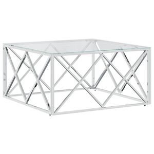 vidaXL Sohvap&ouml;yt&auml; 80x80x40 cm ruostumaton ter&auml;s ja lasi