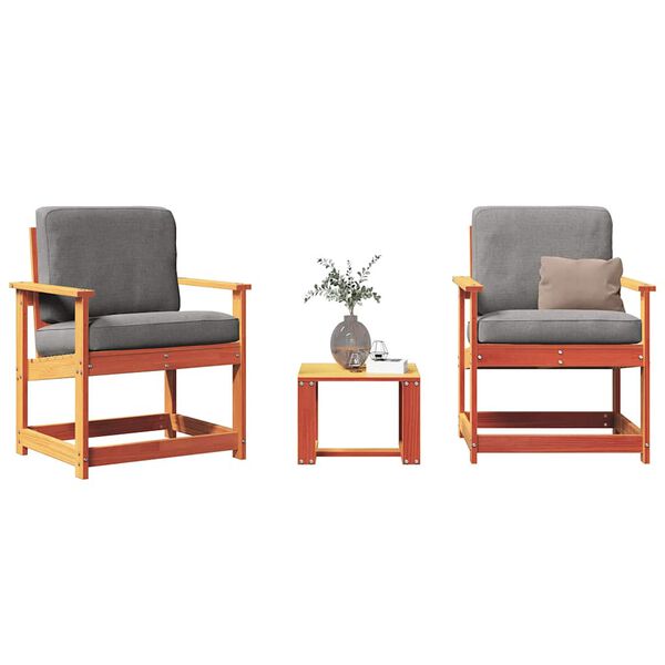 vidaXL 3-osainen Puutarhasohvasarja vahanruskea täysi mänty