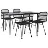 vidaXL 5-osainen Puutarhan ruokailuryhm&auml; musta polyrottinki