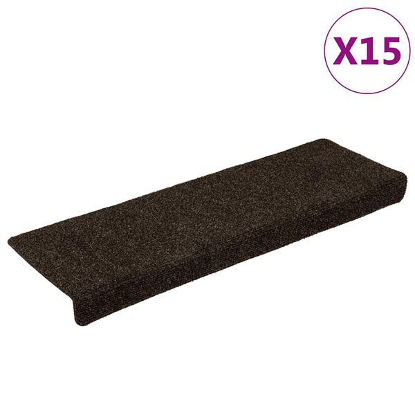 vidaXL Porrasmatot itseliimautuvat 15 kpl 65x21x4 cm tummanruskea suorakaiteen muotoinen reuna