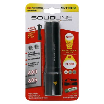 SOLIDLINE ST8R Ladattava taskulamppu pidikkeellä 600 lm