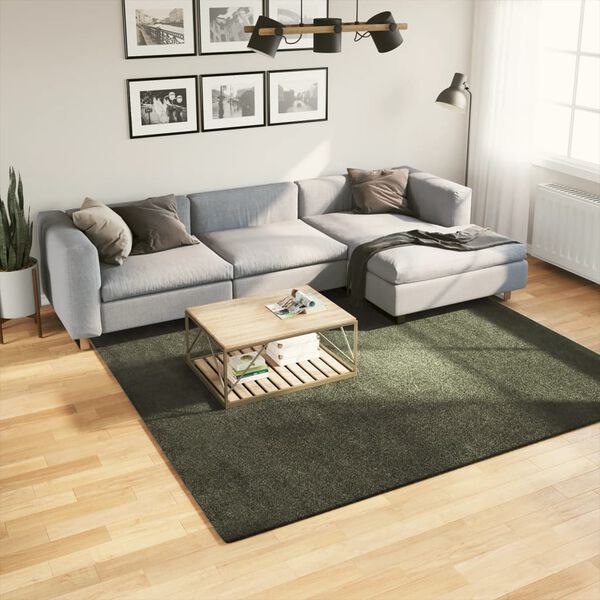 vidaXL Matto HUARTE lyhytnukkainen ja pest&auml;v&auml; mets&auml;nvihre&auml; 240x240 cm