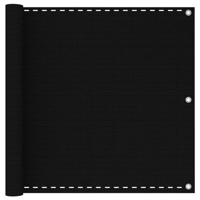 vidaXL Parvekkeen suoja musta 90x500 cm HDPE