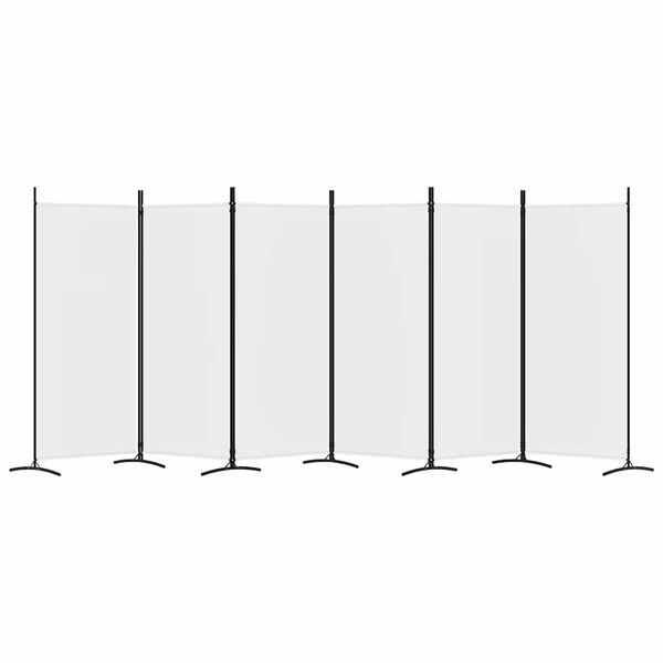 vidaXL 6-paneelinen Tilanjakaja valkoinen 520x180 cm kangas