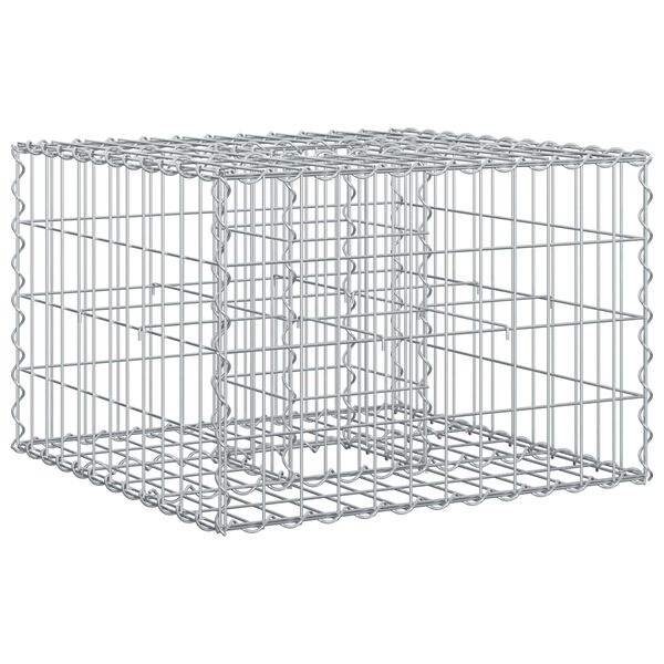 vidaXL Gabion Kohotettu Peti Hopea 60 x 60 x 40 cm Galvanoitu ter&auml;s