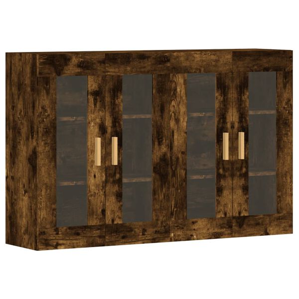 vidaXL Sein&auml;kiinnitett&auml;v&auml;t kaapit 2 kpl savutammi tekninen puu