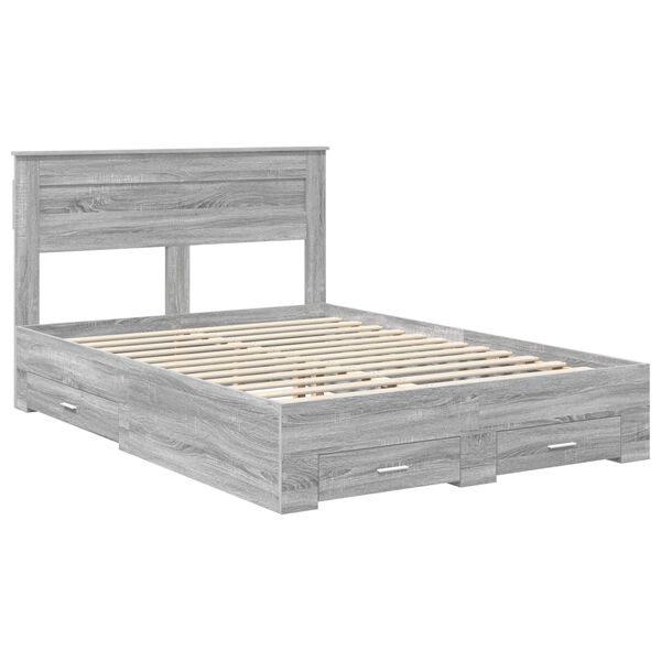 vidaXL S&auml;ngyn runko p&auml;&auml;tyll&auml; Harmaa Sonoma 5FT King Size Tekninen puu